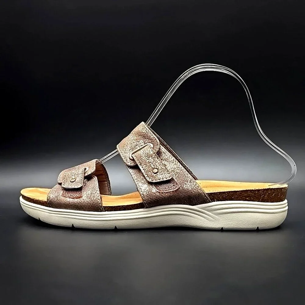 Clarks Collection April Dusk Adjustable Brown Slide Sandals Women’s Size 9.5M - Picture 5 of 12